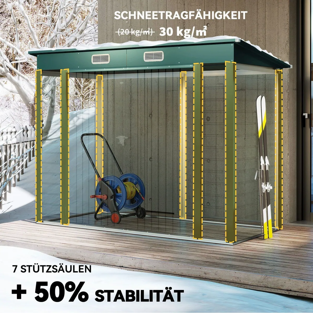 Outsunny Geräteschuppen mit Pultdach, stabil und sicher für Ihren Garten 4