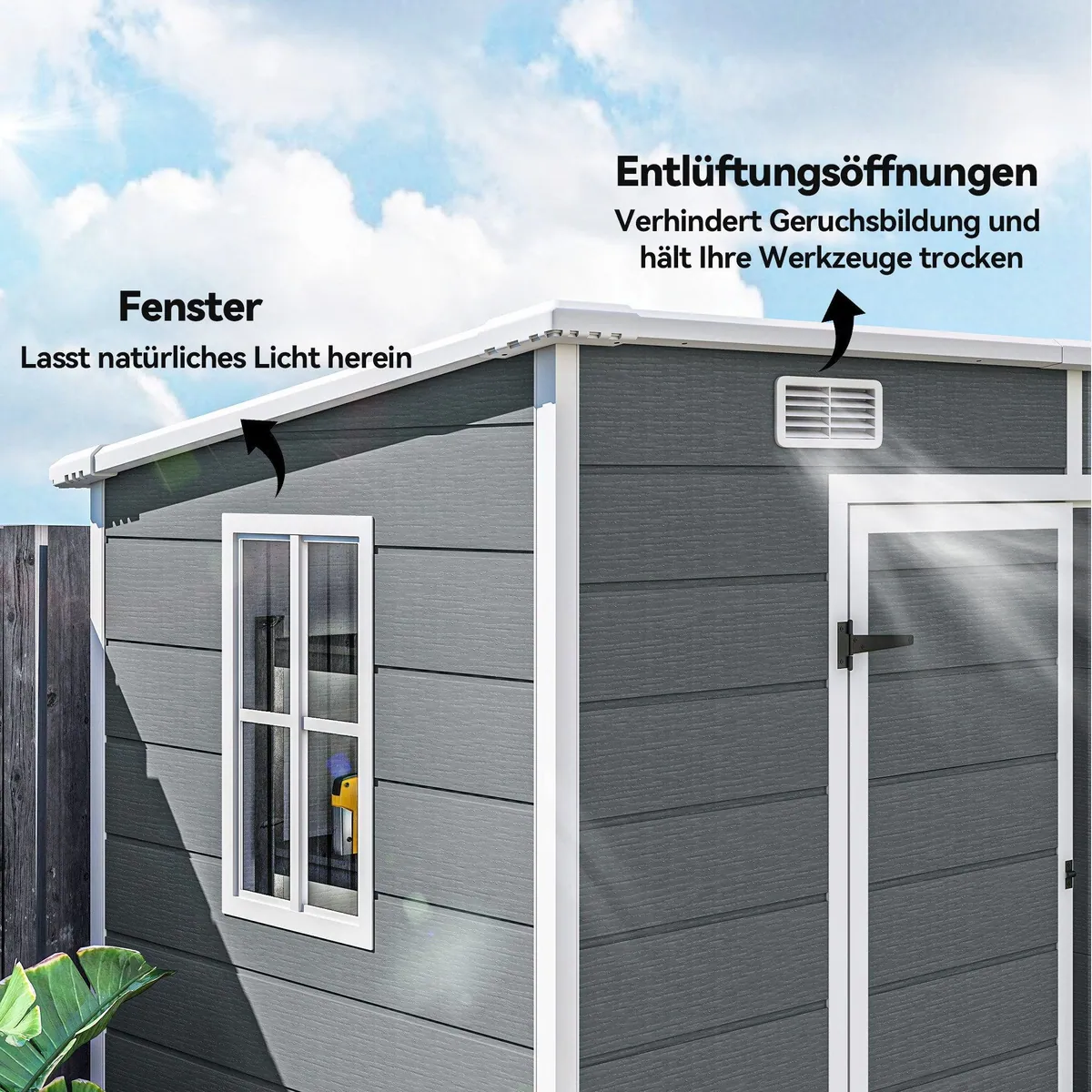 Outsunny Gerätehaus Gartenhaus, geräumig, witterungsbeständig, mit Boden — 238x125 cm 5