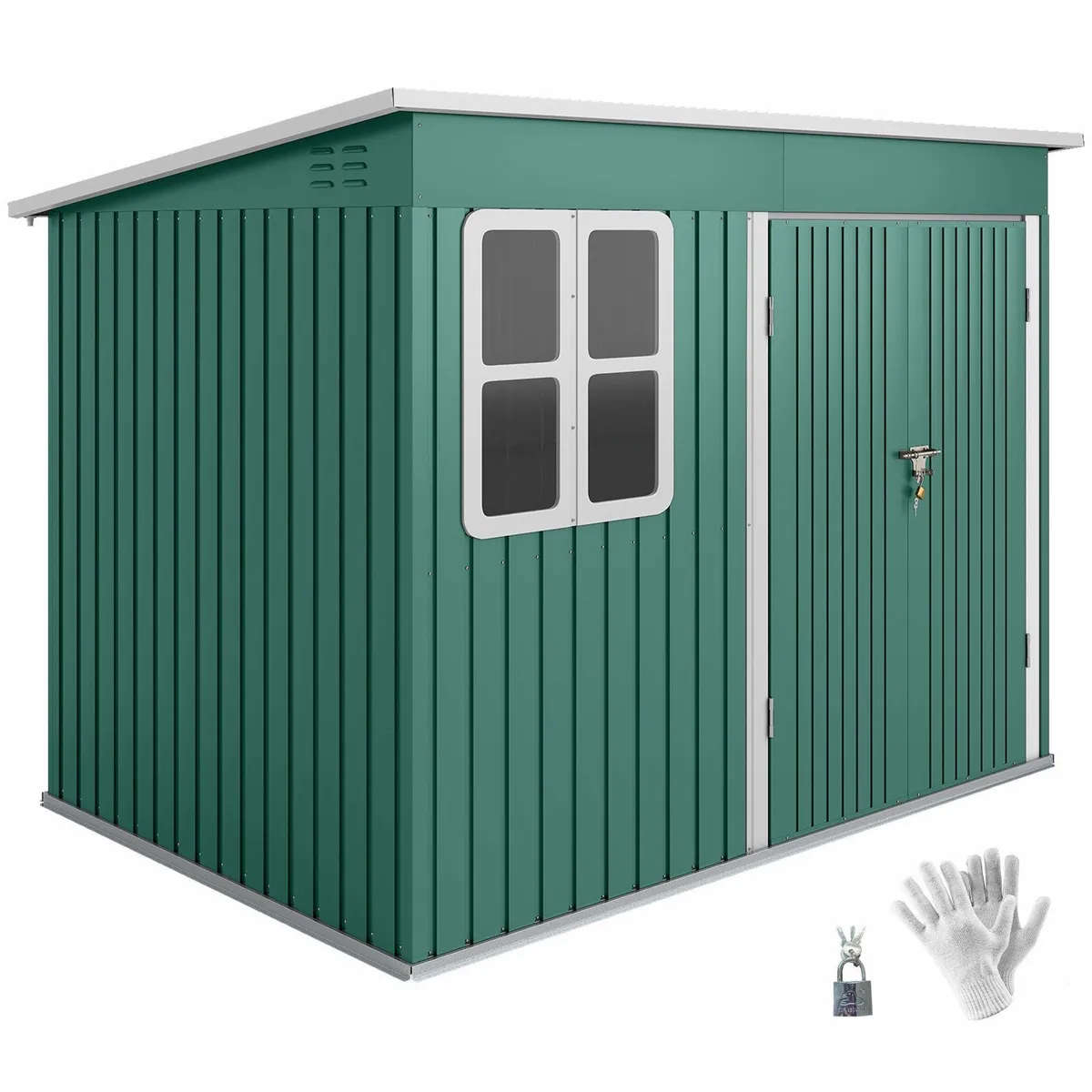 Outsunny Metall Gerätehaus 4,13 m², witterungsbeständig, mit Fenster und Schloss 2