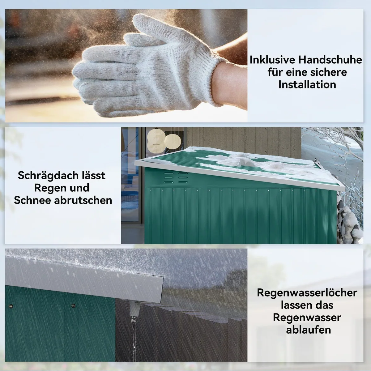 Outsunny Metall Gerätehaus 4,13 m², witterungsbeständig, mit Fenster und Schloss 5