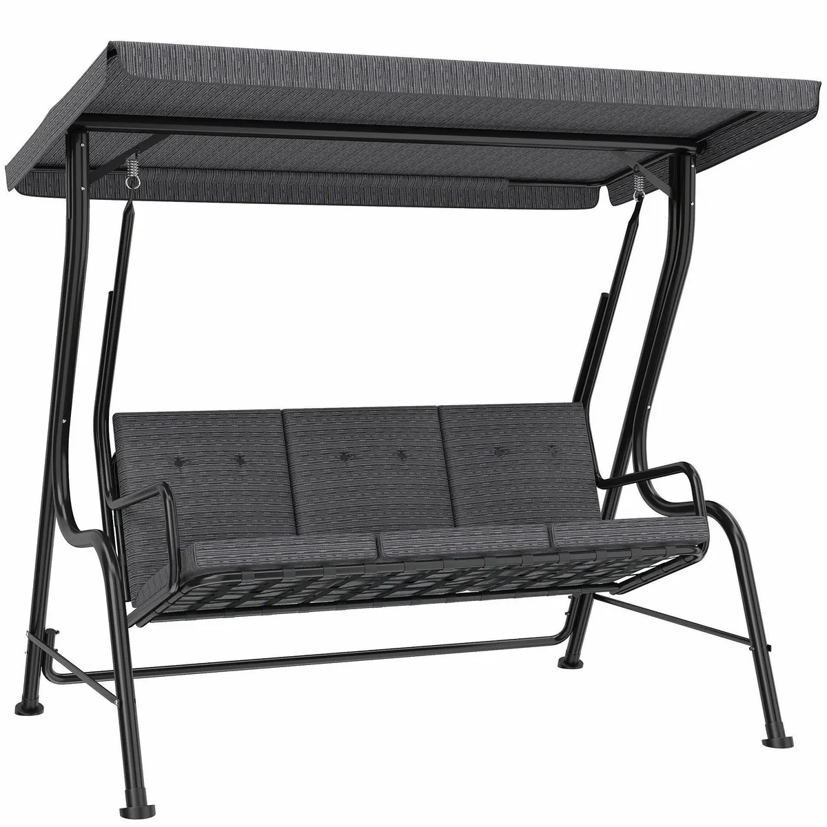 Outsunny Hollywoodschaukel, 3-Sitzer mit verstellbarem Sonnendach, grau 2