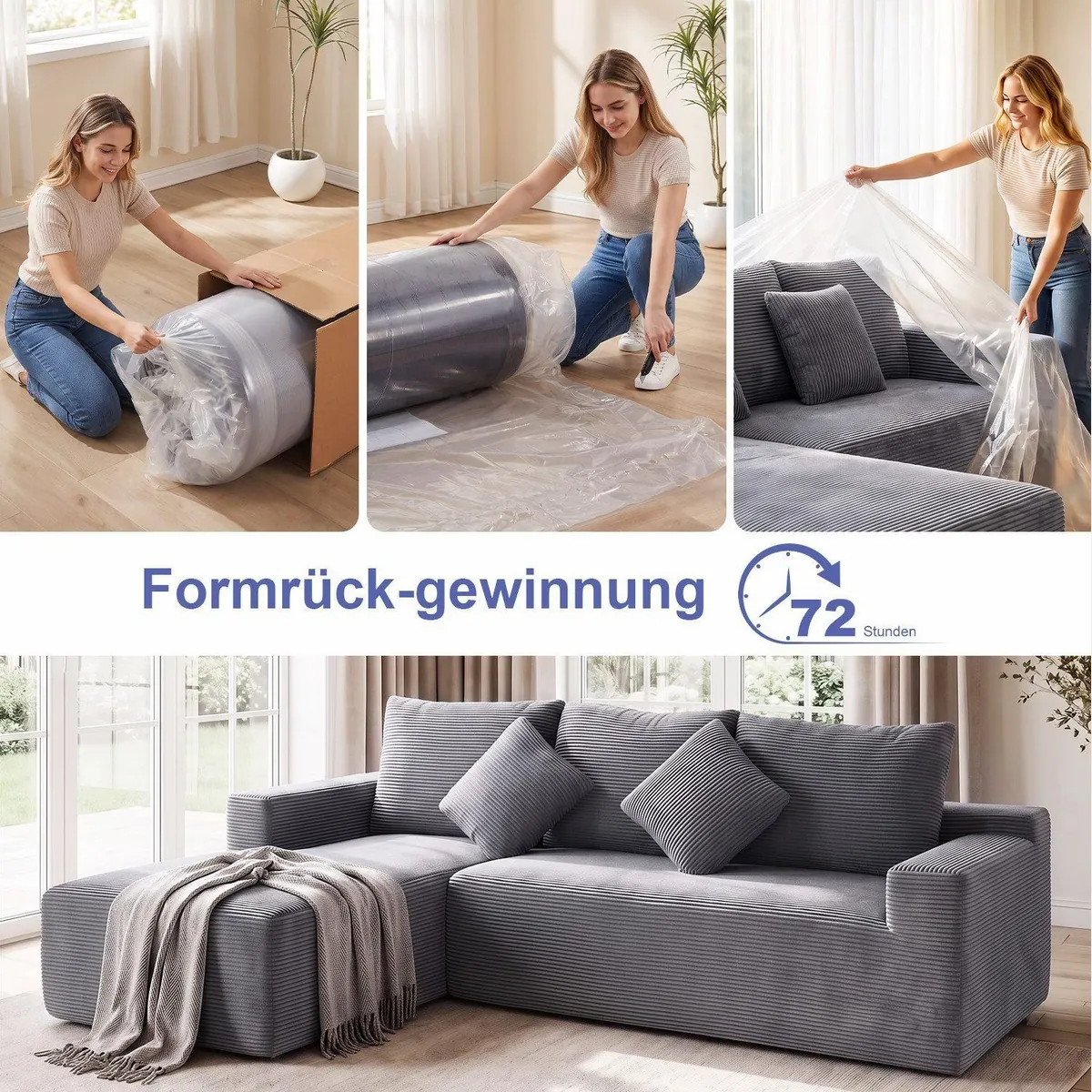 oyajia modulares Ecksofa, hoher Sitzkomfort, kein Zusammenbau erforderlich 4
