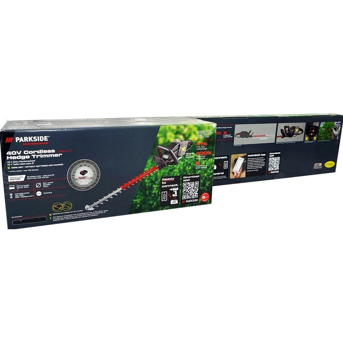 PARKSIDE PERFORMANCE Akku-Heckenschere PPAHS 40, Bürstenloser Motor, Optimale Messergeometrie, 3-stufige Drehzahl 3
