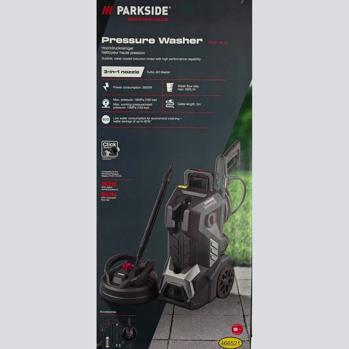 PARKSIDE PERFORMANCE Hochdruckreiniger PHDP 180, 3000 W, 150 bar, 10 m Anti-Twist-Schlauch 3