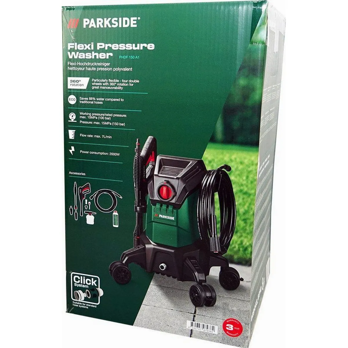 Parkside Hochdruckreiniger PHDF 150, 2000W, 100 bar Druck — flexibel, kraftvoll, platzsparend 2
