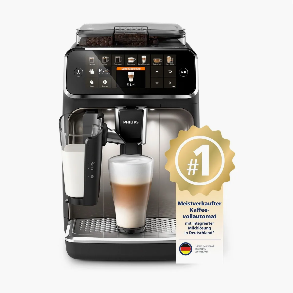 Philips EP5447/90 5400 Series Kaffeevollautomat, 12 Kaffeespezialitäten, LatteGo Milchsystem 3