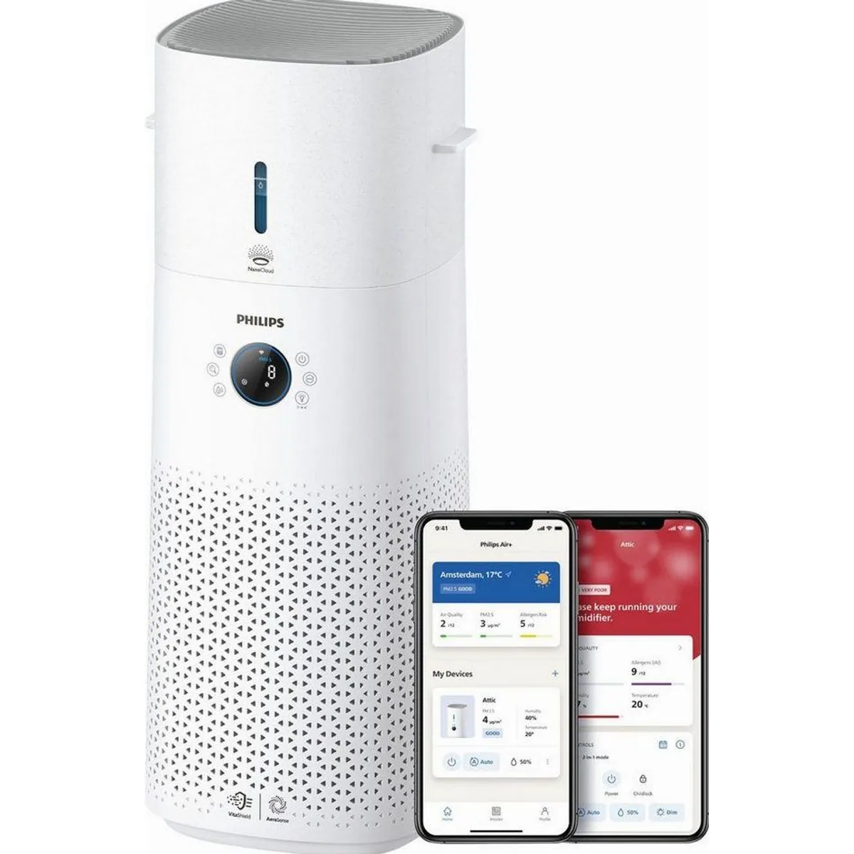 Philips Series 3000 2-in-1 Luftreiniger & Luftbefeuchter, für 131 m², intelligente Steuerung