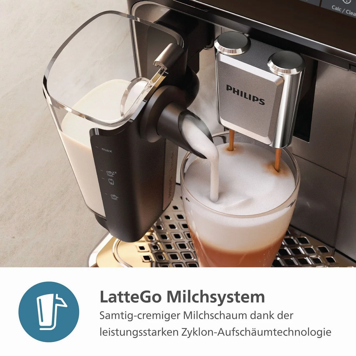 Philips Kaffeevollautomat EP3343/50, 6 Getränkevielfalt, LatteGo-Milchsystem, geräuscharme Technologie 5