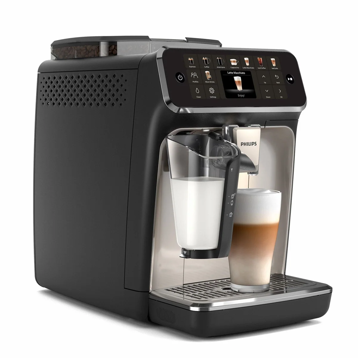 Philips Kaffeevollautomat EP5547/90, 20 Kaffeespezialitäten, LatteGo-Milchsystem, SilentBrew Technologie
