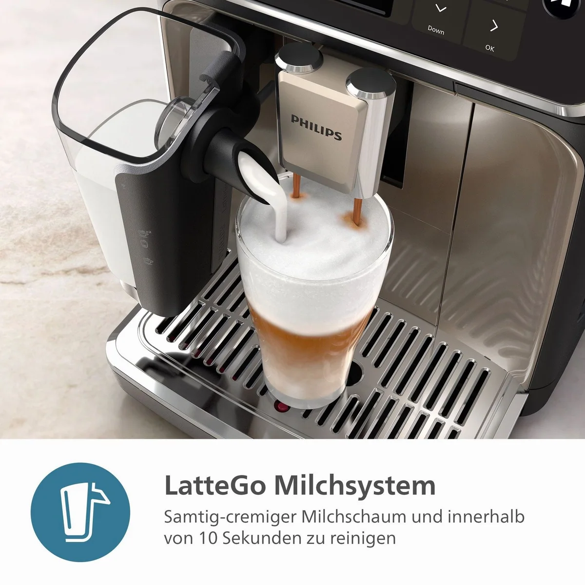 Philips Kaffeevollautomat EP5547/90, 20 Kaffeespezialitäten, LatteGo-Milchsystem, SilentBrew Technologie 4