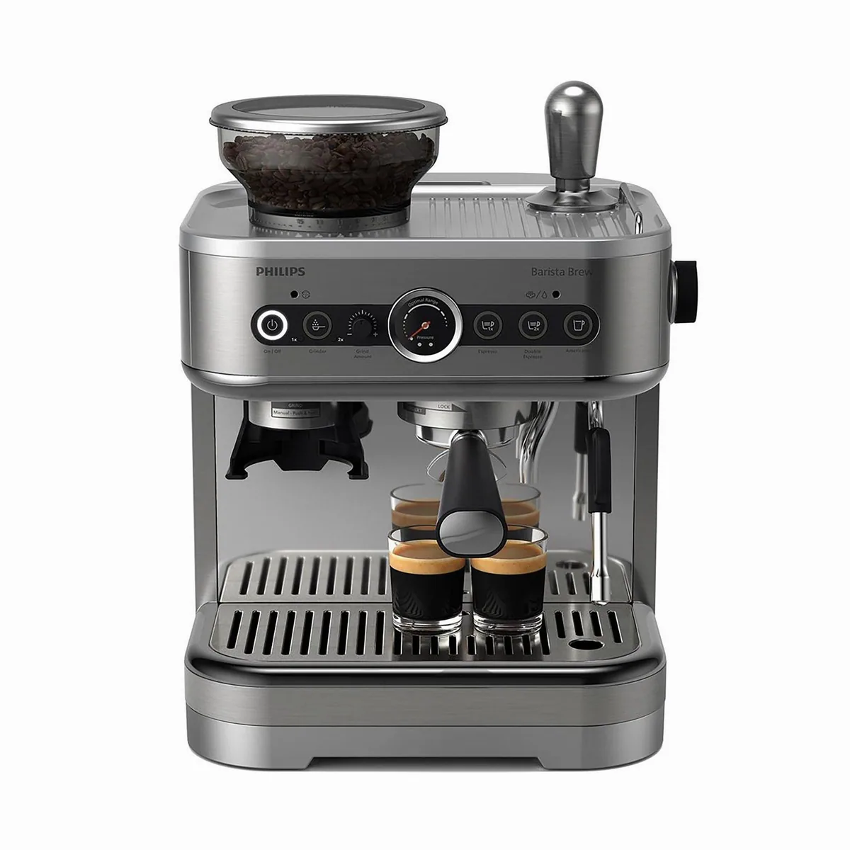 Philips PSA3218/01 Barista Brew Espressomaschine, halbautomatisch, Edelstahl-Siebträger, Americano-Taste