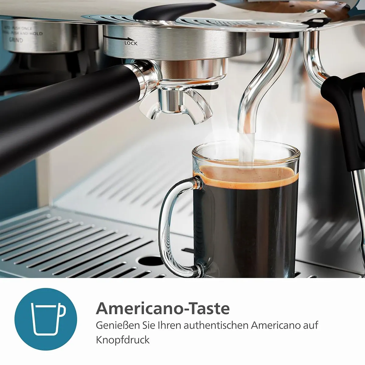 Philips PSA3218/01 Barista Brew Espressomaschine, halbautomatisch, Edelstahl-Siebträger, Americano-Taste 2