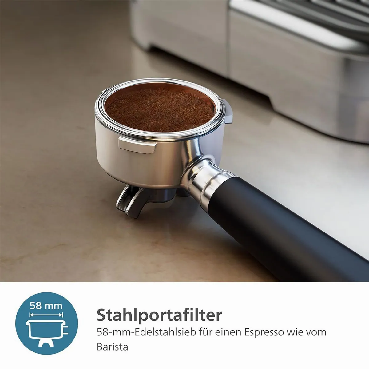 Philips PSA3218/01 Barista Brew Espressomaschine, halbautomatisch, Edelstahl-Siebträger, Americano-Taste 3