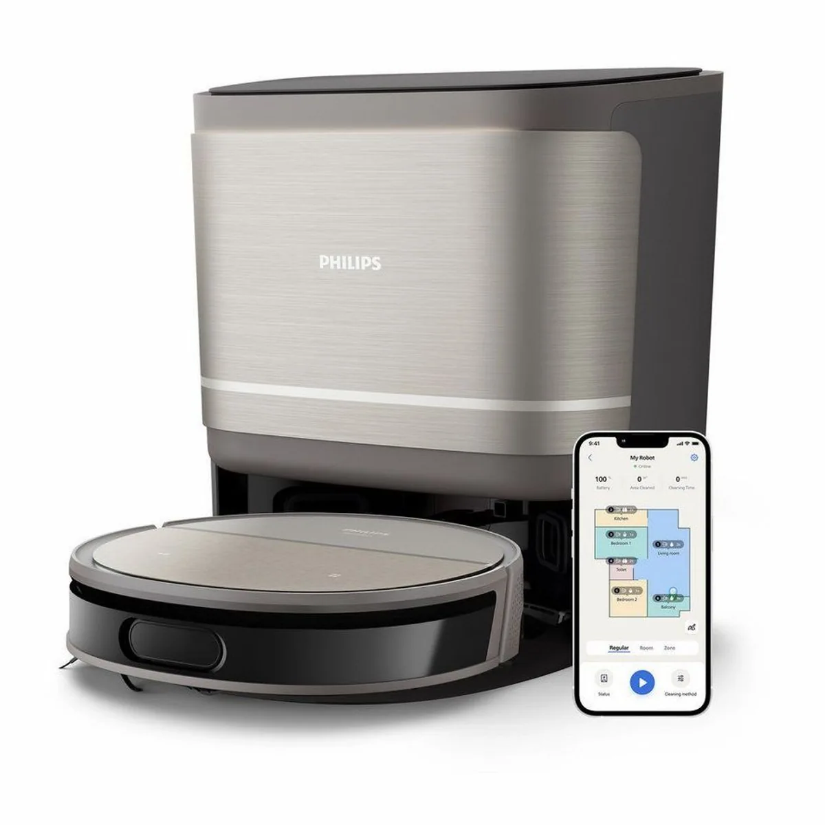 Philips Saug-Wischroboter XU9100/10, 280 Min. Akkulaufzeit, D-ToF-Sensoren