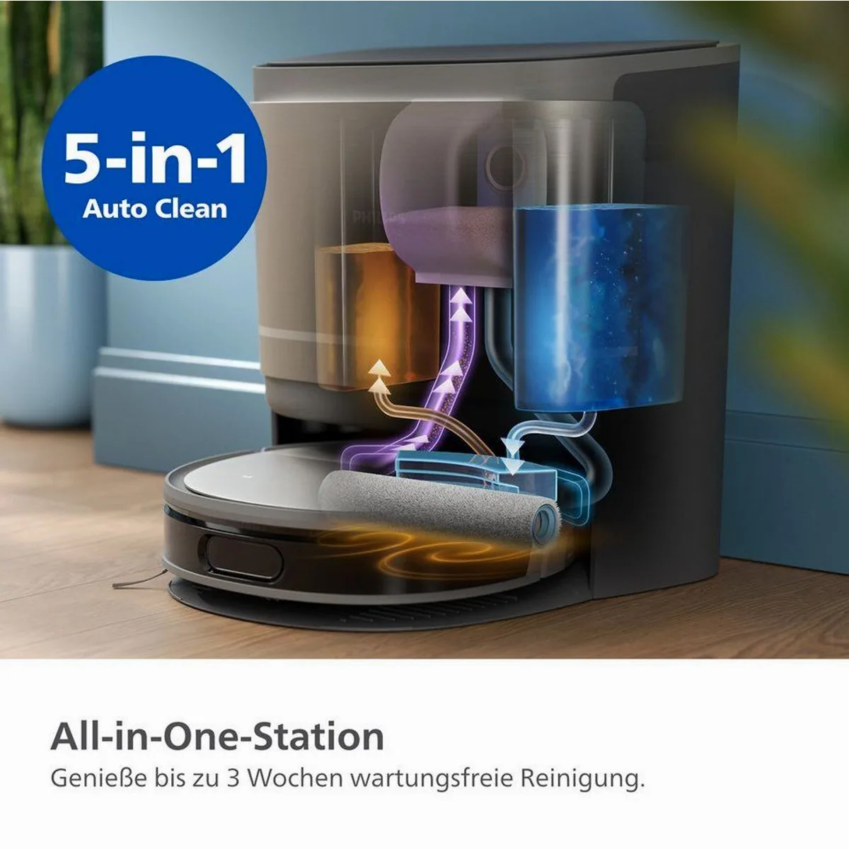 Philips Saug-Wischroboter XU9100/10, 280 Min. Akkulaufzeit, D-ToF-Sensoren 5