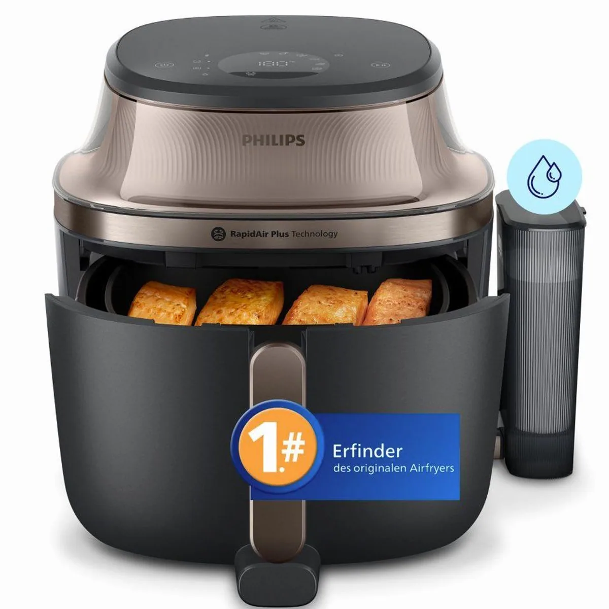 Philips Heißluftfritteuse NA547/07, 7,2L Kapazität, Dampfgarfunktion, RapidAir Plus Technologie