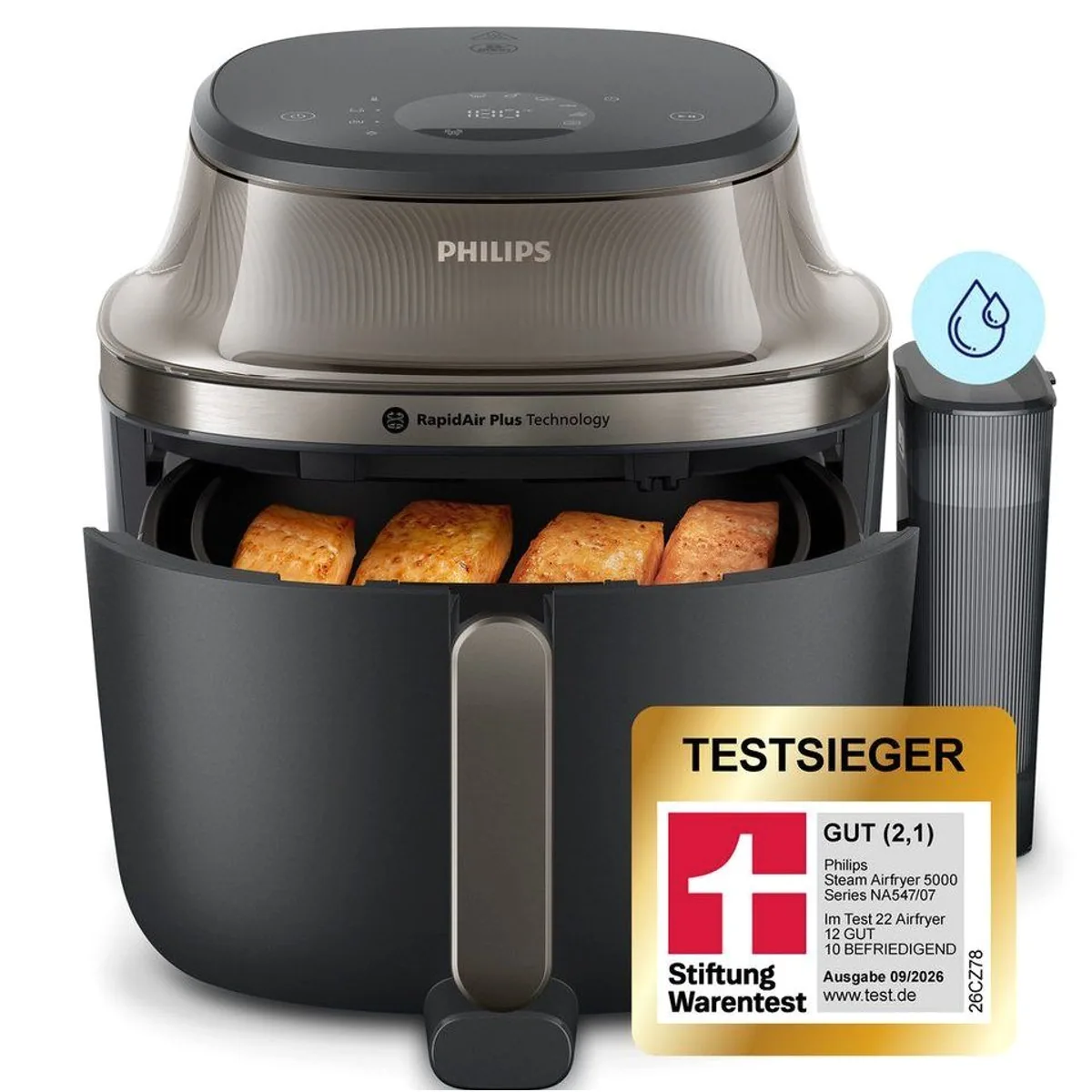 Philips Heißluftfritteuse NA547/07, 7,2L Kapazität, Dampfgarfunktion, RapidAir Plus Technologie 2