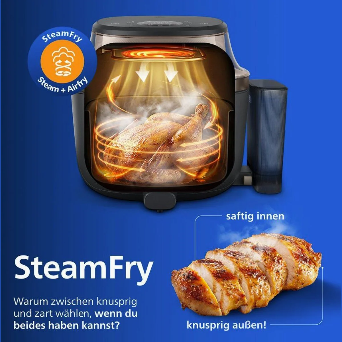 Philips Heißluftfritteuse NA547/07, 7,2L Kapazität, Dampfgarfunktion, RapidAir Plus Technologie 5