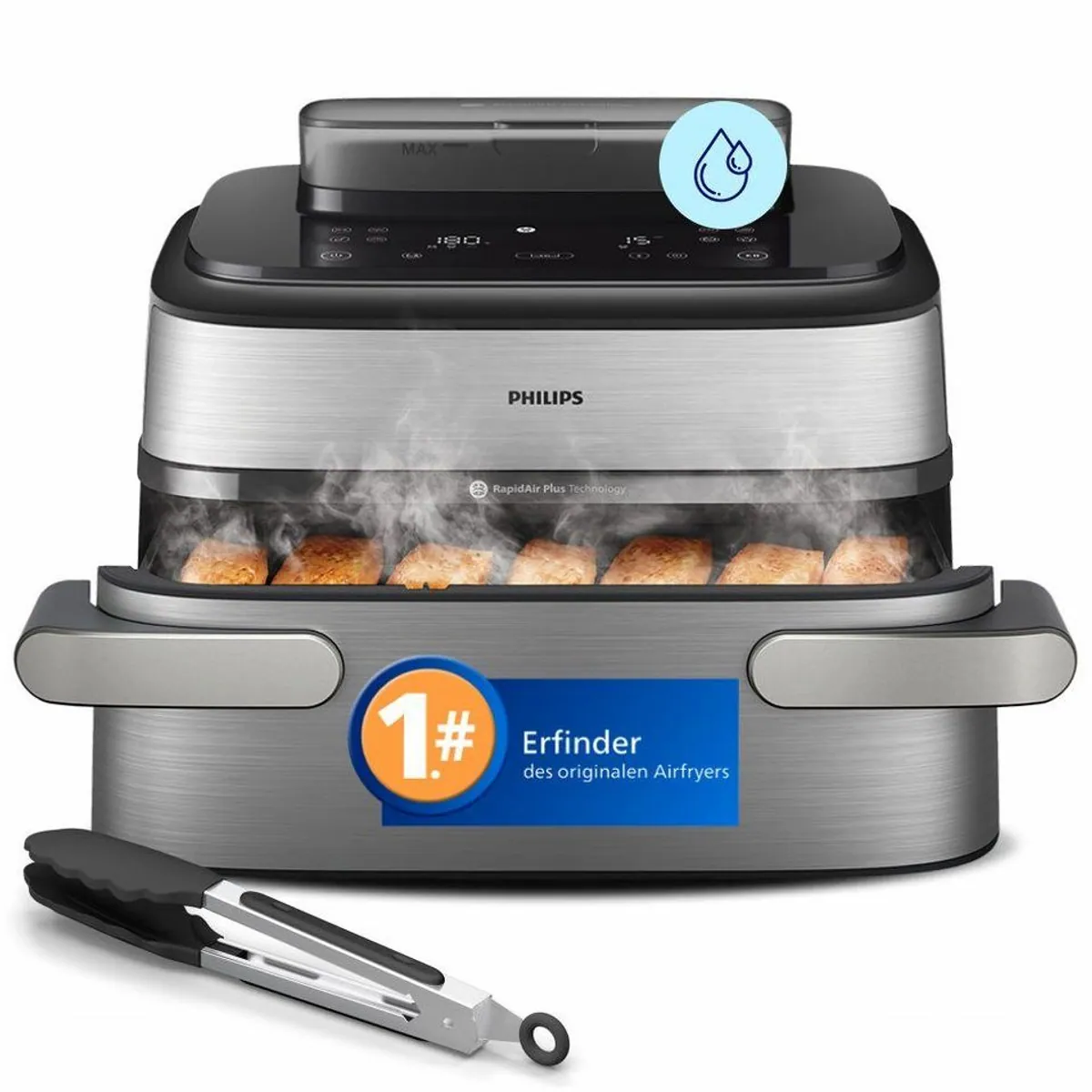 Philips Steam Airfryer 5000 Series, 9,5L Kapazität, Dampfgarfunktion, RapidAir Plus Technologie