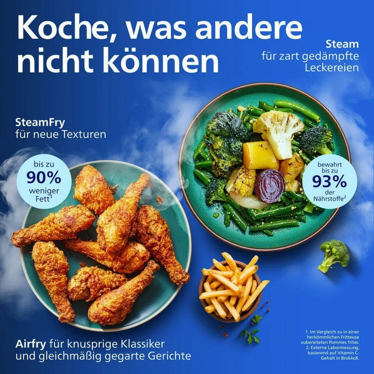 Philips Steam Airfryer 5000 Series, 9,5L Kapazität, Dampfgarfunktion, RapidAir Plus Technologie 4