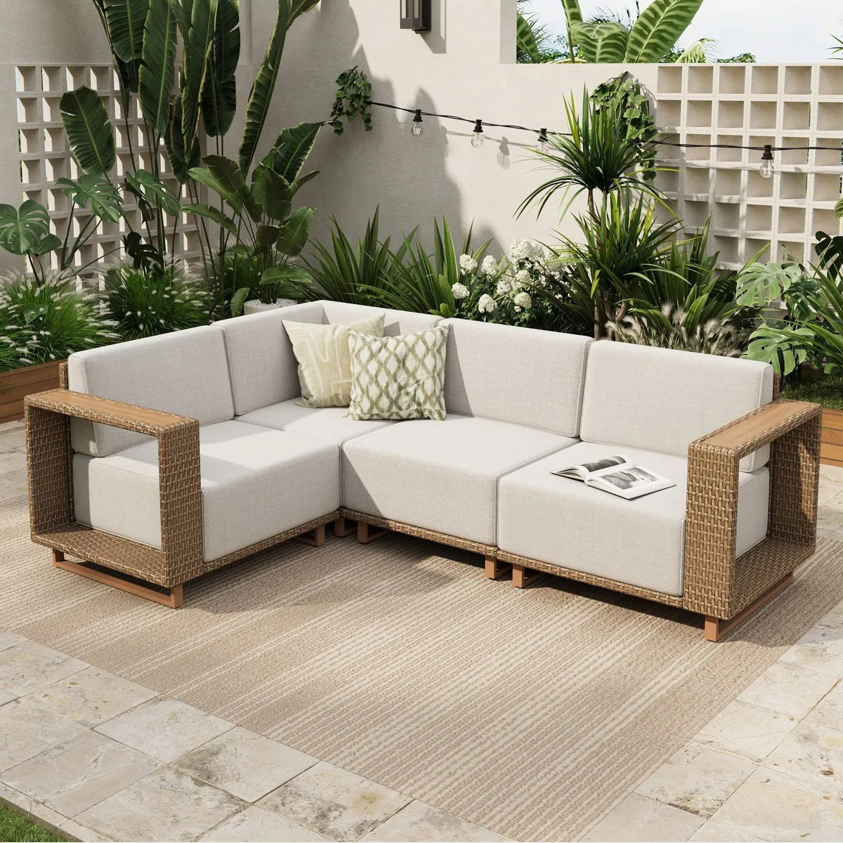 PHI VILLA Gartenlounge-Set, wetterbeständig, ergonomisch, modulare Anpassung