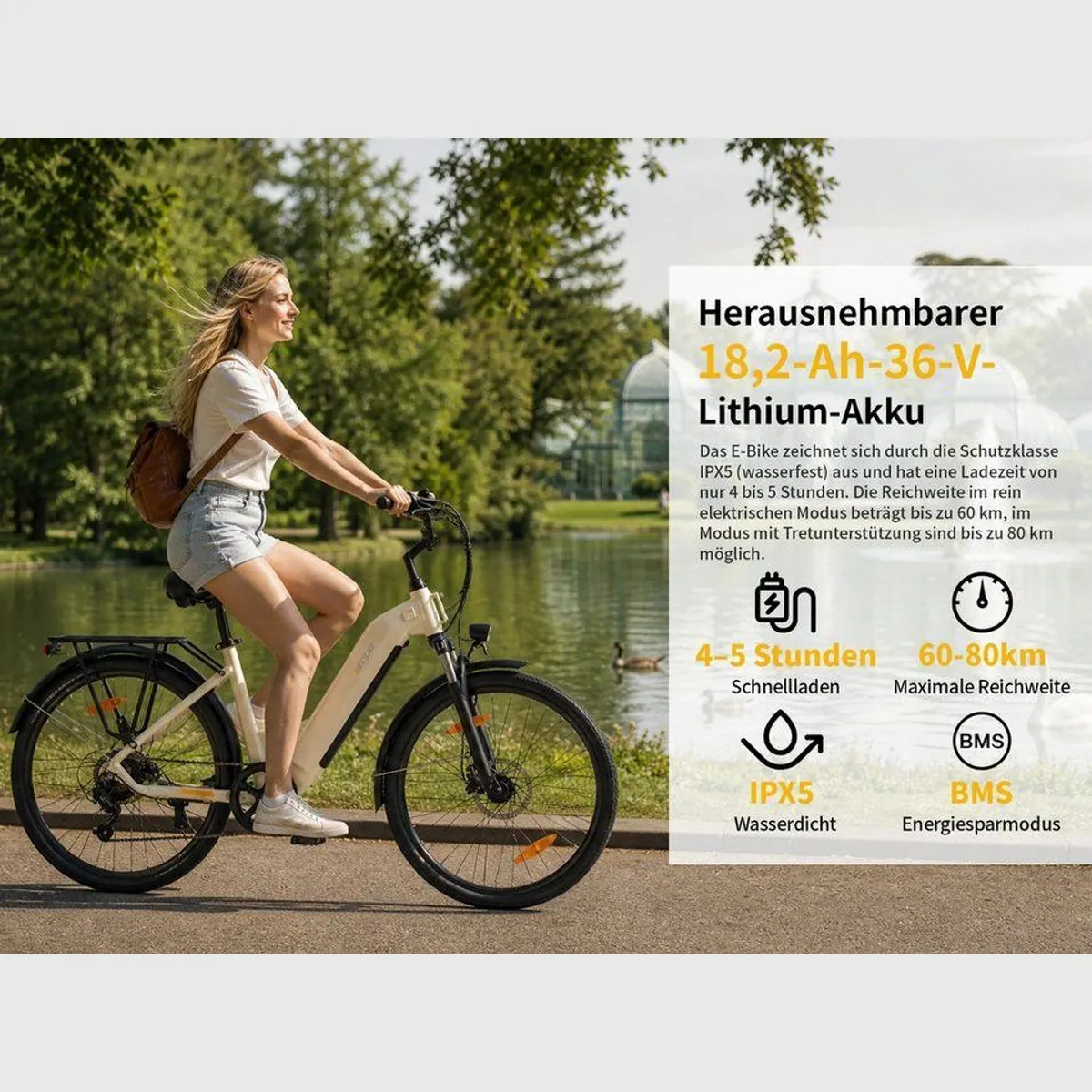 PixelPilot E-Bike Citybike 26 Zoll, komfortabler Tiefeinstieg, 80 km Reichweite 2