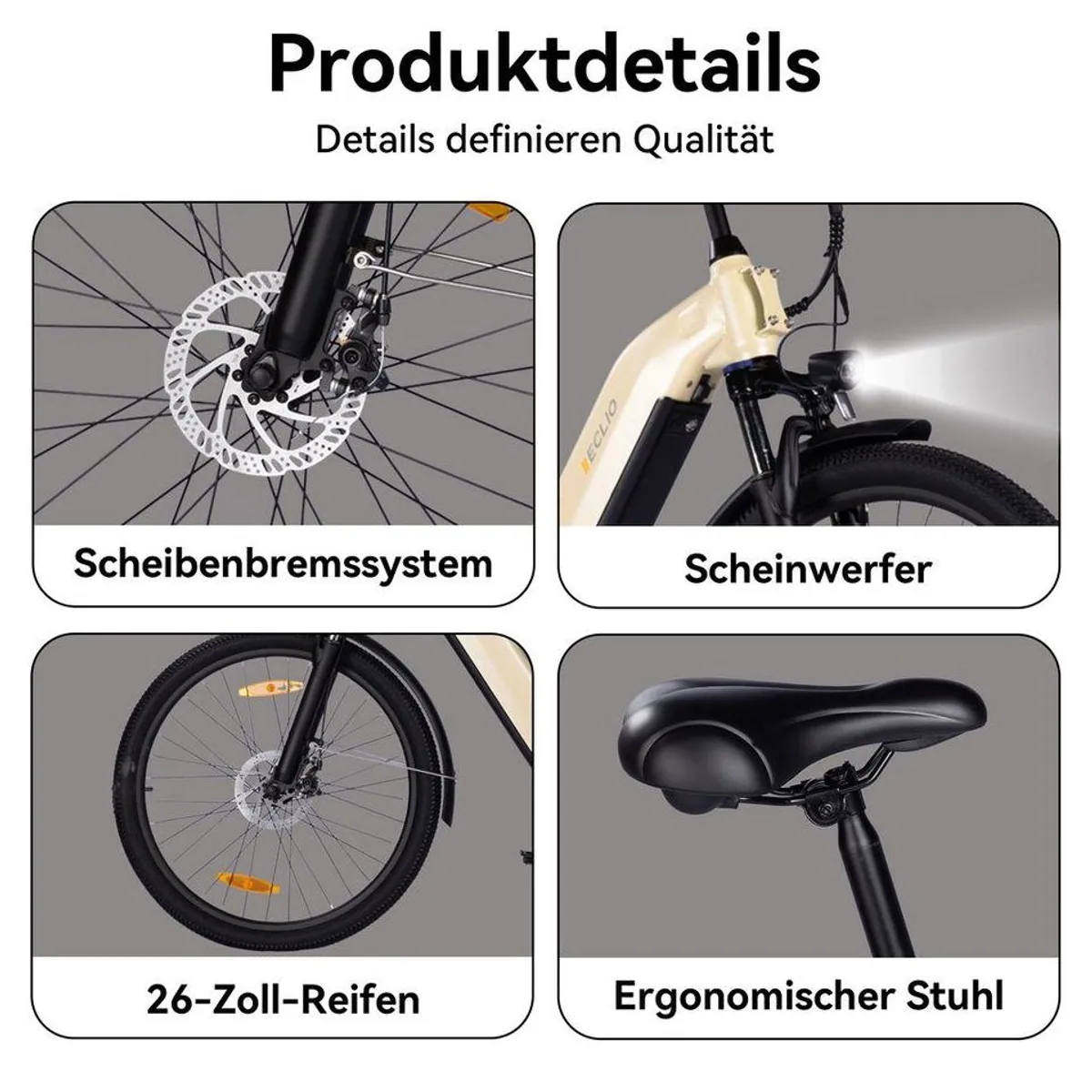 PixelPilot E-Bike Citybike 26 Zoll, komfortabler Tiefeinstieg, 80 km Reichweite 5