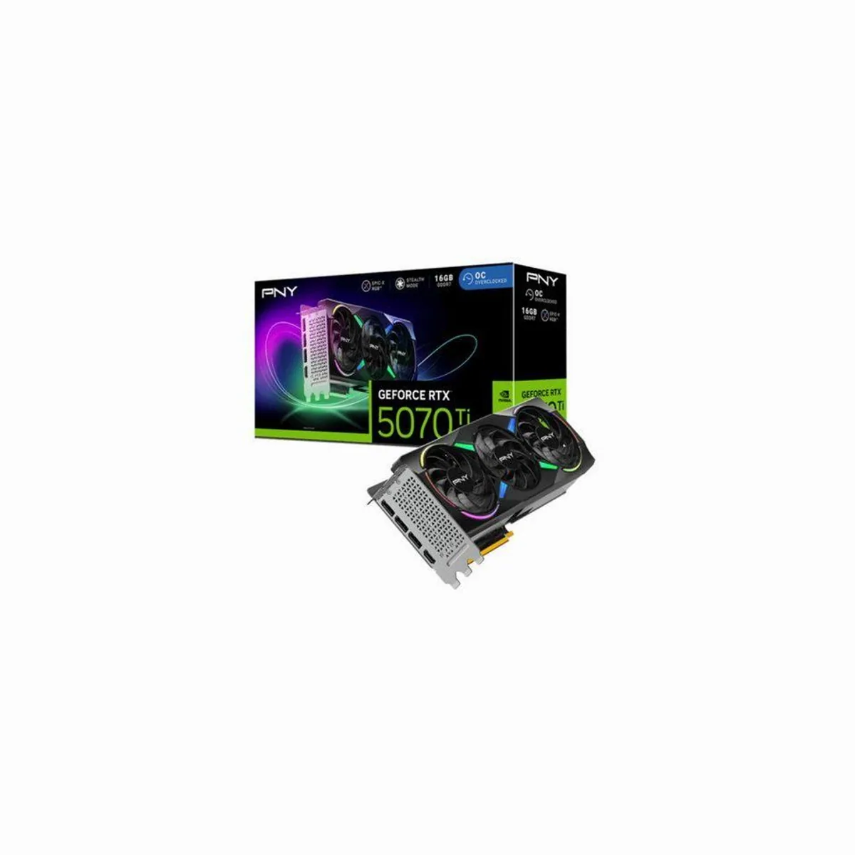 PNY GeForce RTX 5070 Ti EPIC-X RGB OC Grafikkarte, leistungsstark, RGB-Beleuchtung, optimierte Kühlung