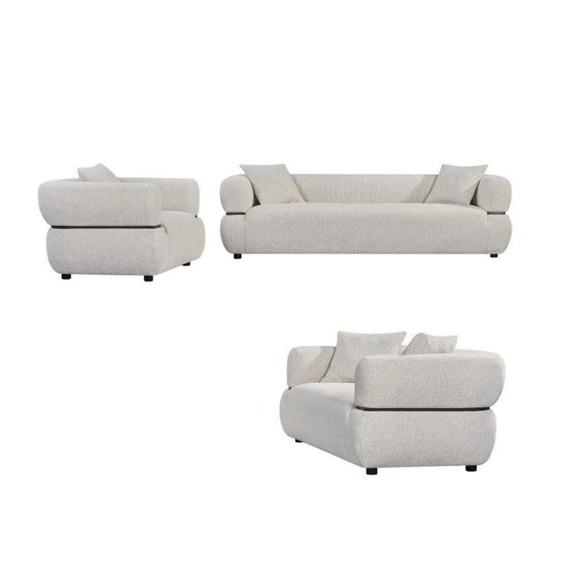 Pointhome Polstergarnitur 3-2-1, stilvolles Sofa-Set in Creme-Weiß 3