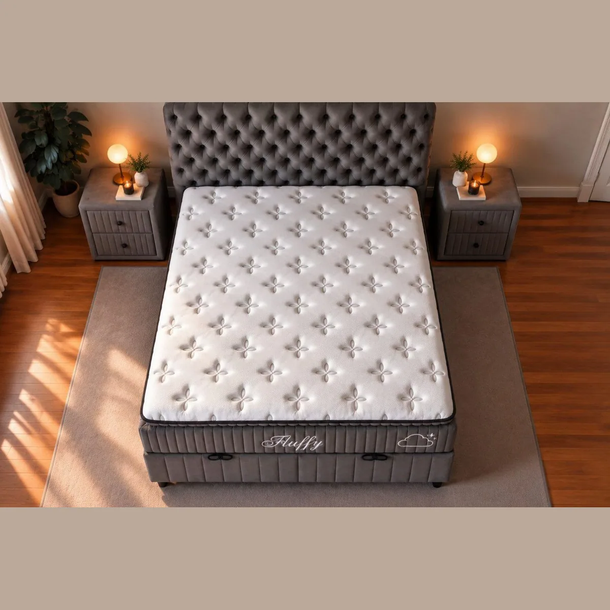Pointhome Fluffy Boxspringbett Set, elegantes Design, hoher Stauraum — H3 Matratze, hydraulischer Bettkasten, modernes Kopfteil 2