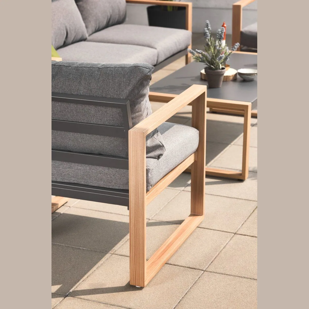 Primaster Gartenmöbel-Set Marbella, Aluminium in Holzoptik, witterungsbeständig 5