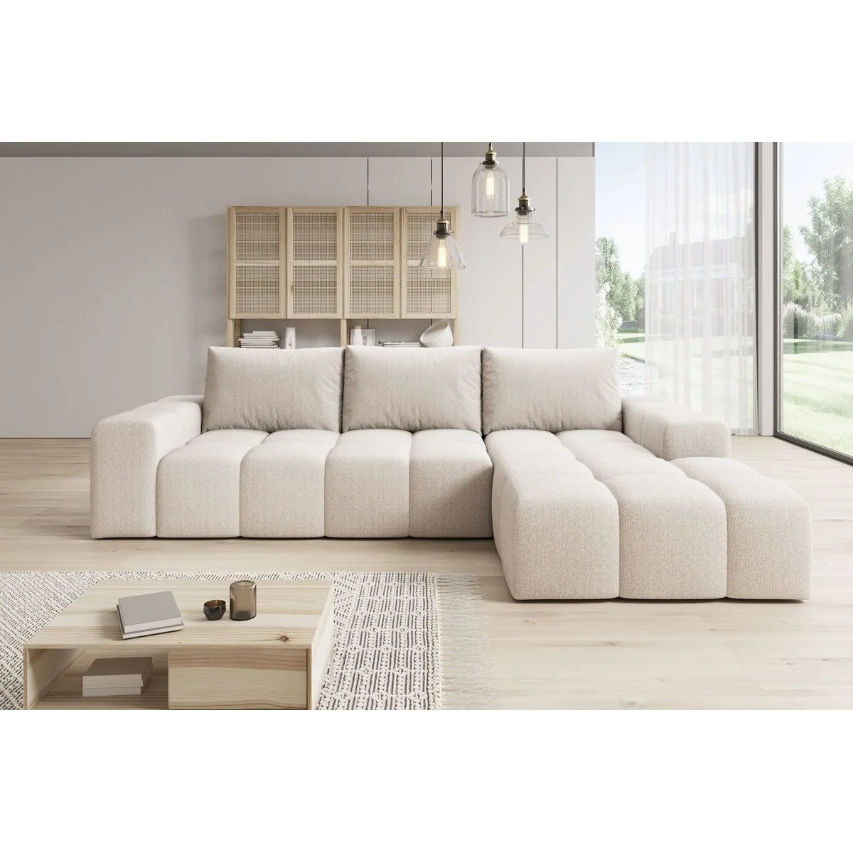 PROMETO Möbel Ecksofa Cento, L-Form, bequemer Teddy-Bouclé-Stoff 2