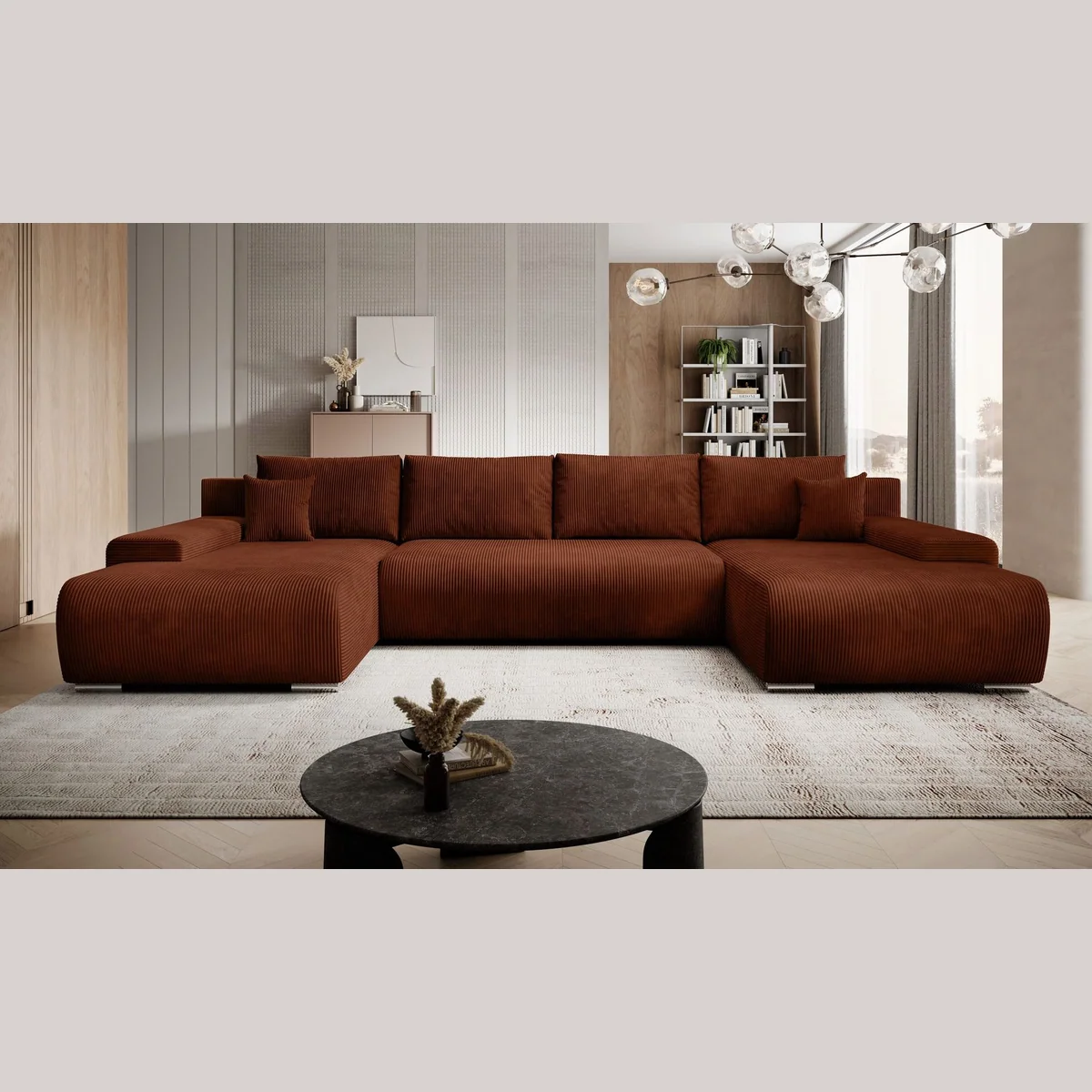 PROMETO Möbel Ecksofa Credo, stilvolles Design, Schlaffunktion, großzügiger Stauraum 2