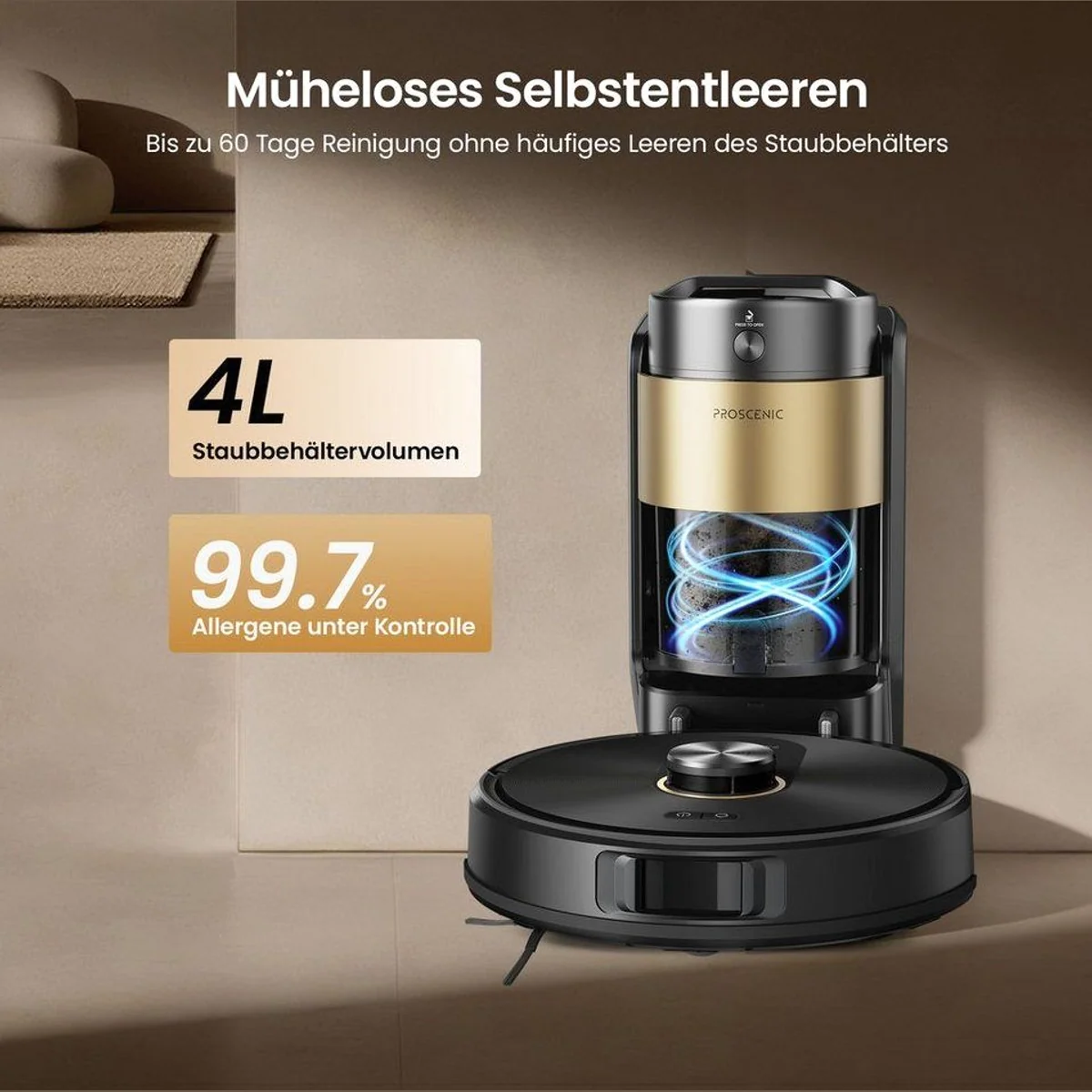 Proscenic Saugroboter Q20 Plus, 4-in-1 Reinigung, Dual-Laser LiDAR, KI-Hinderniserkennung 5
