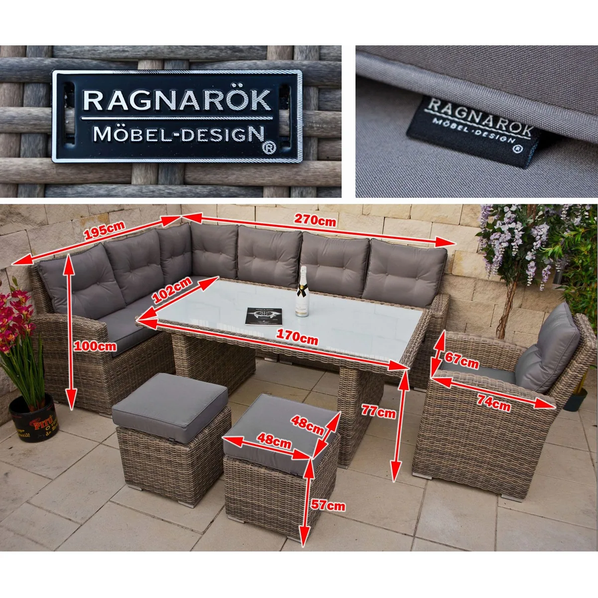 Ragnarök Möbel-Design Gartenlounge-Set Wieland XL, großzügig, flexibel, ohne Aufbau 2