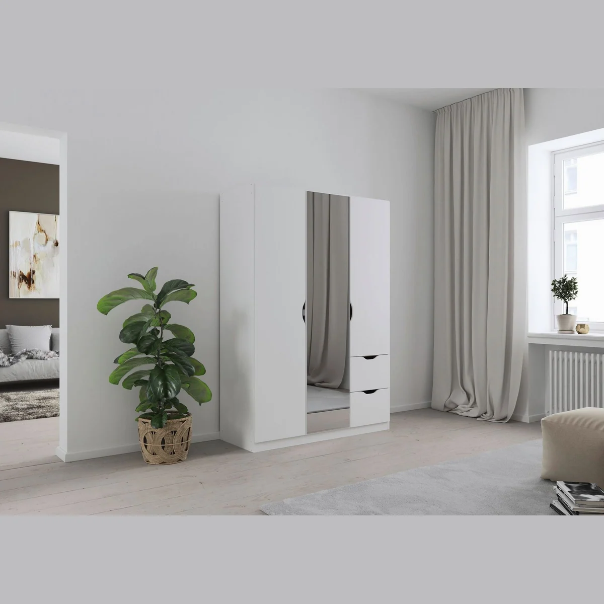 rauch Freiham Kleiderschrank, elegantes Design, großzügiger Stauraum, Spiegel inklusive 2