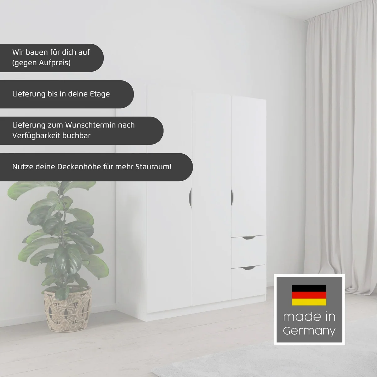 rauch Freiham Kleiderschrank, elegantes Design, großzügiger Stauraum, Spiegel inklusive 3