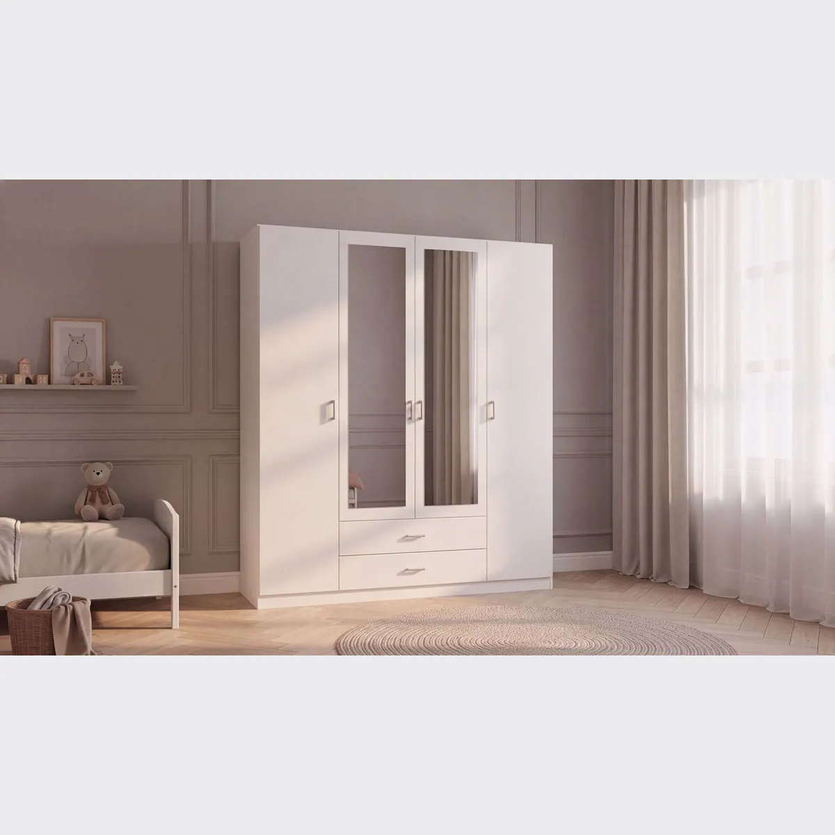 rauch GAMMA Kleiderschrank, modernes Design, integrierte Spiegel, flexible Breiten — 181/271 cm