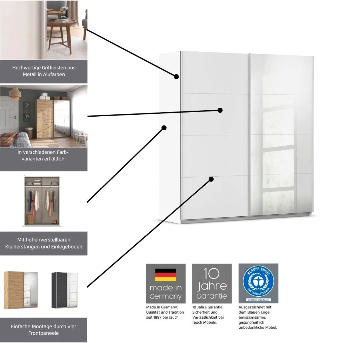 rauch Kleiderschrank SUBITO, vielseitig einsetzbar, modernes Design — B 136 & 181 cm, Höhe 197 cm 3