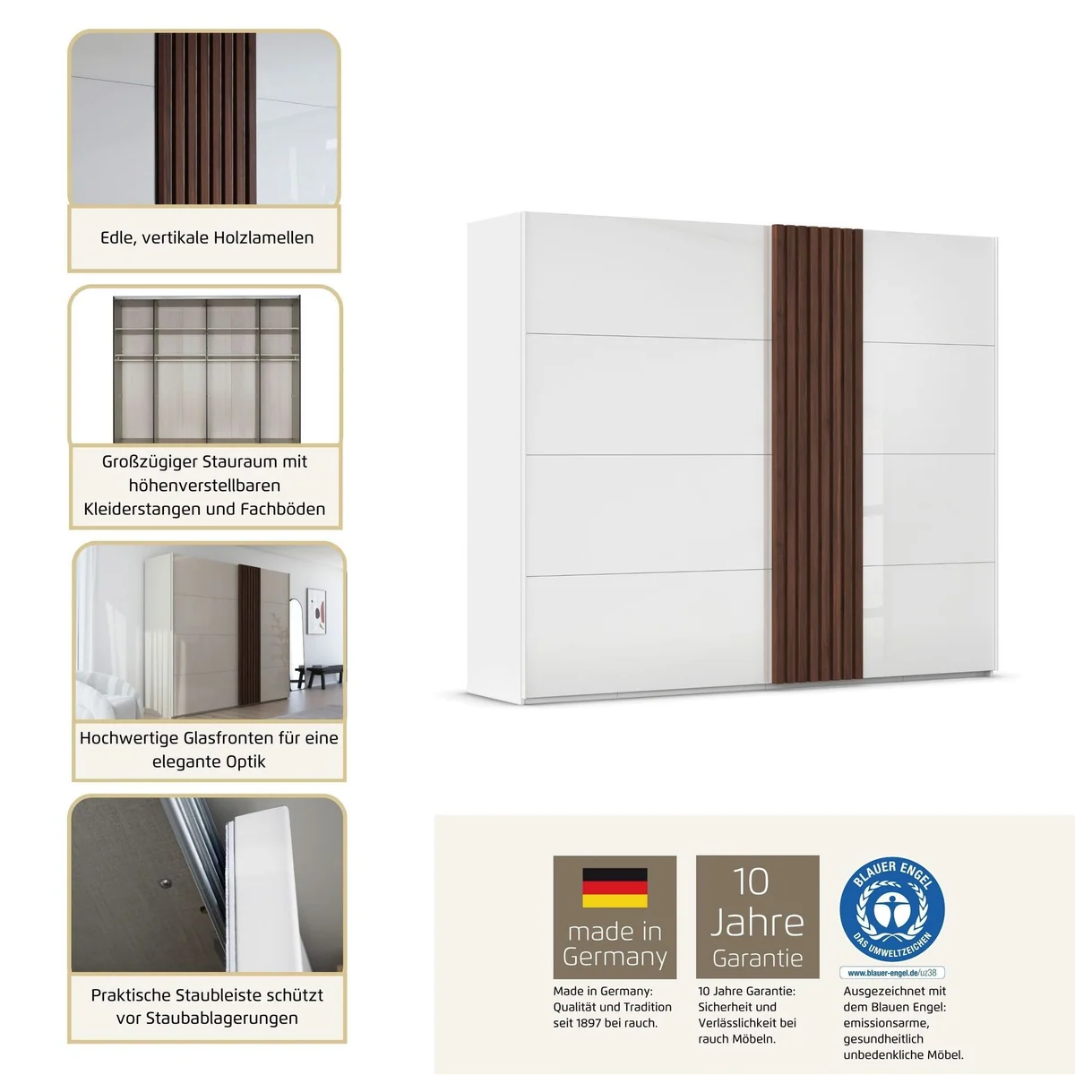 rauch Tegio Schwebetürenschrank, elegantes Design, geräuschlose Türen, hochwertige Materialien 3