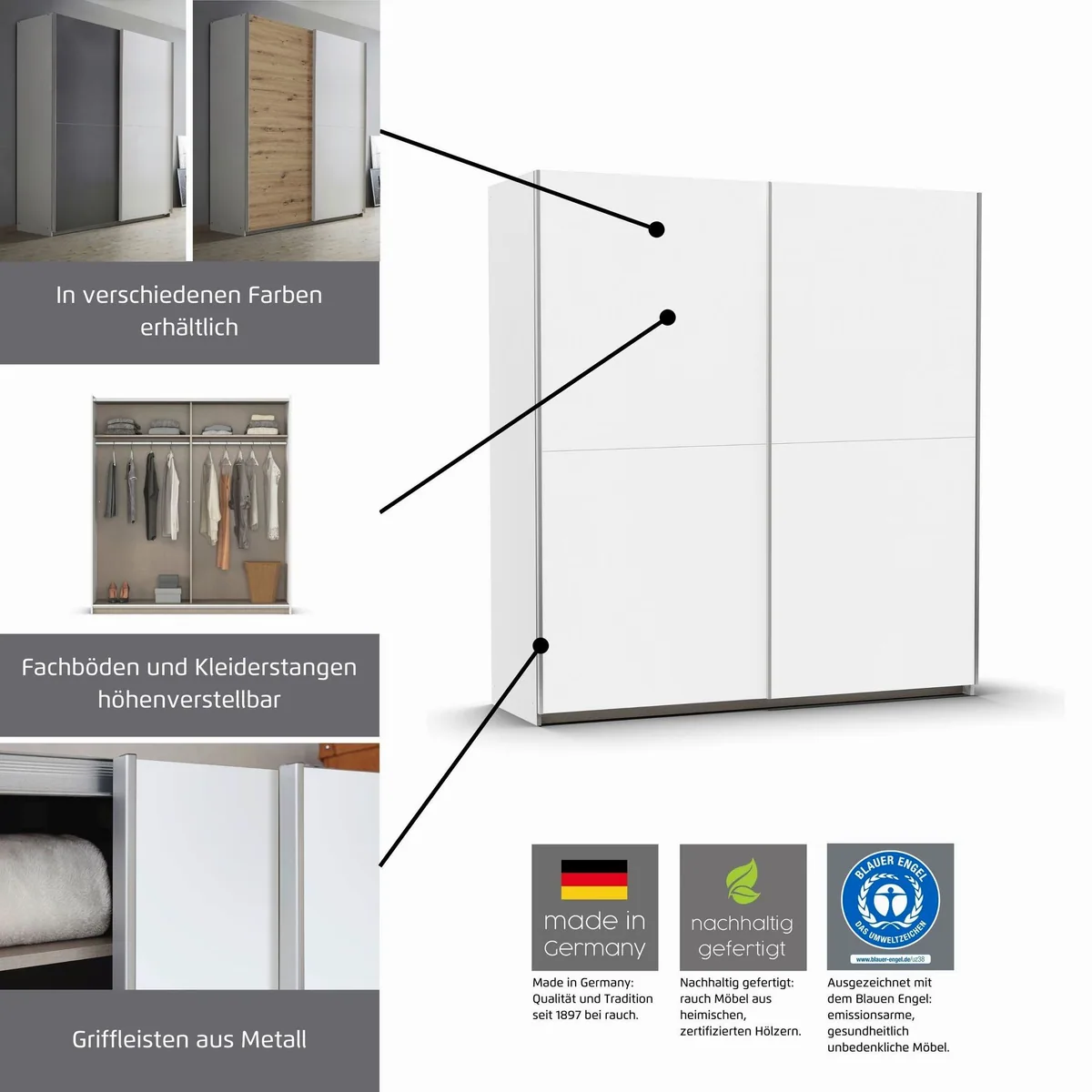rauch Saturn Schwebetürenschrank, zeitloses Design, sanft gleitende Türen 3