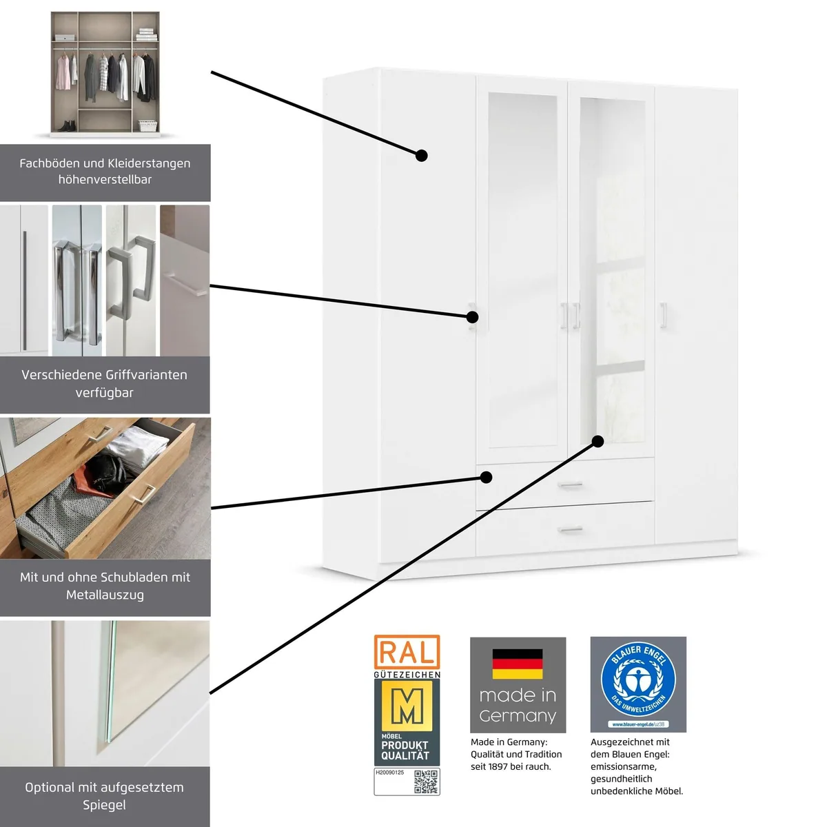 rauch GAMMA Drehtürenschrank, flexible Ausstattung, modernes Design 3
