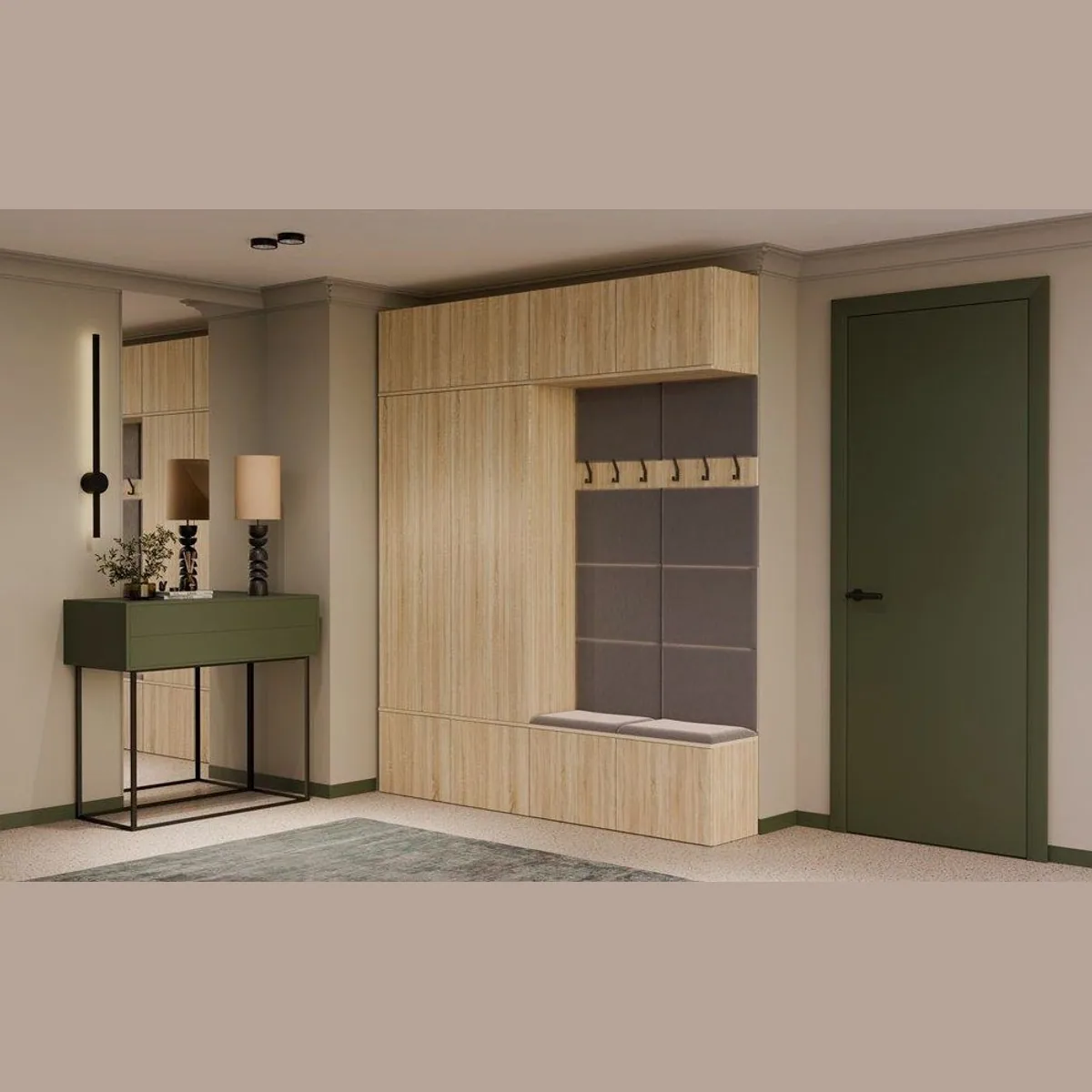 Raumhirsch Furniture Garderobenschrank, praktische Aufbewahrung für Flur — modernes Design, vielseitige Nutzung, grifflose Fronten