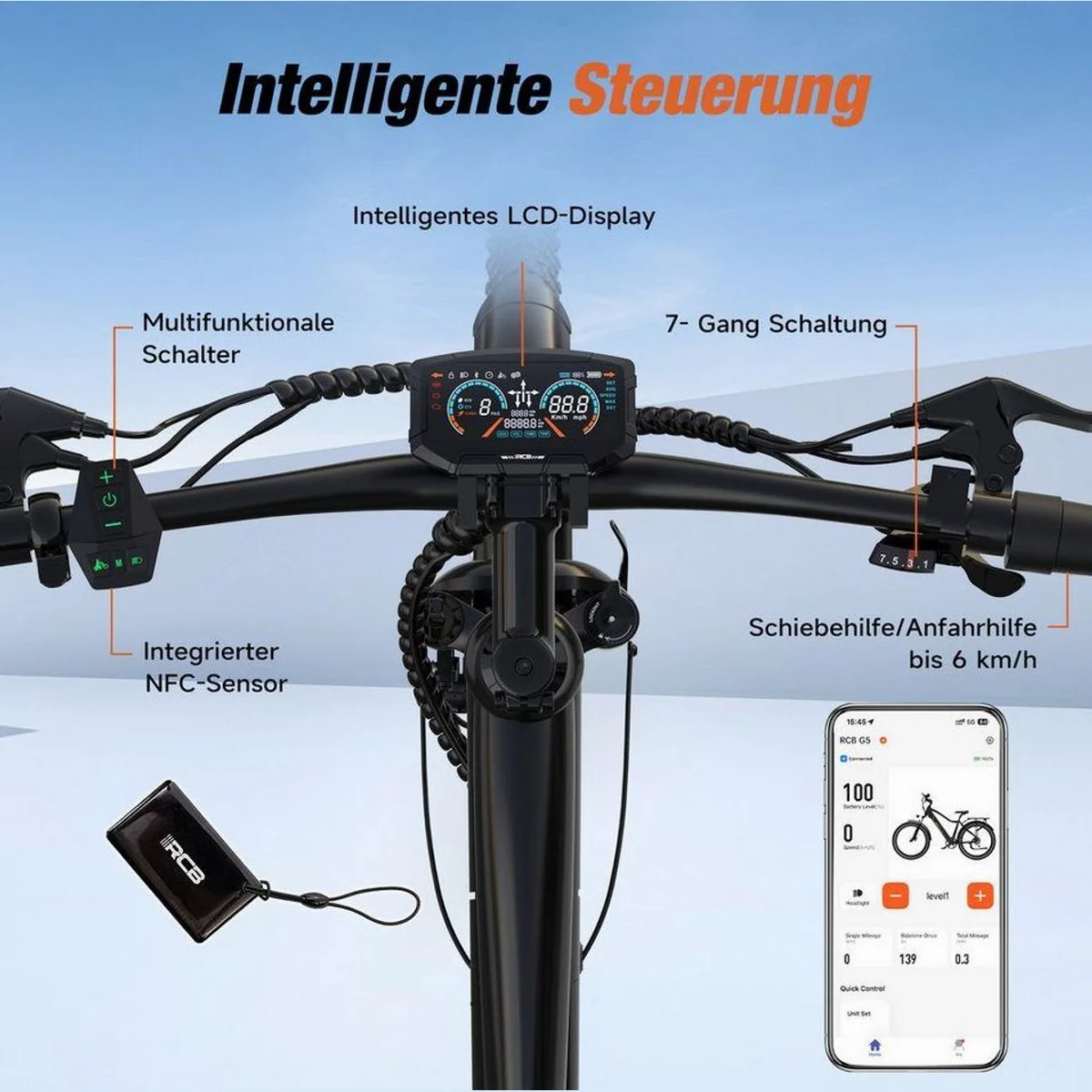 RCB E-Bike Pedelec G5, kraftvoller Motor, 7-Gang-Schaltung, smarte App-Steuerung 5