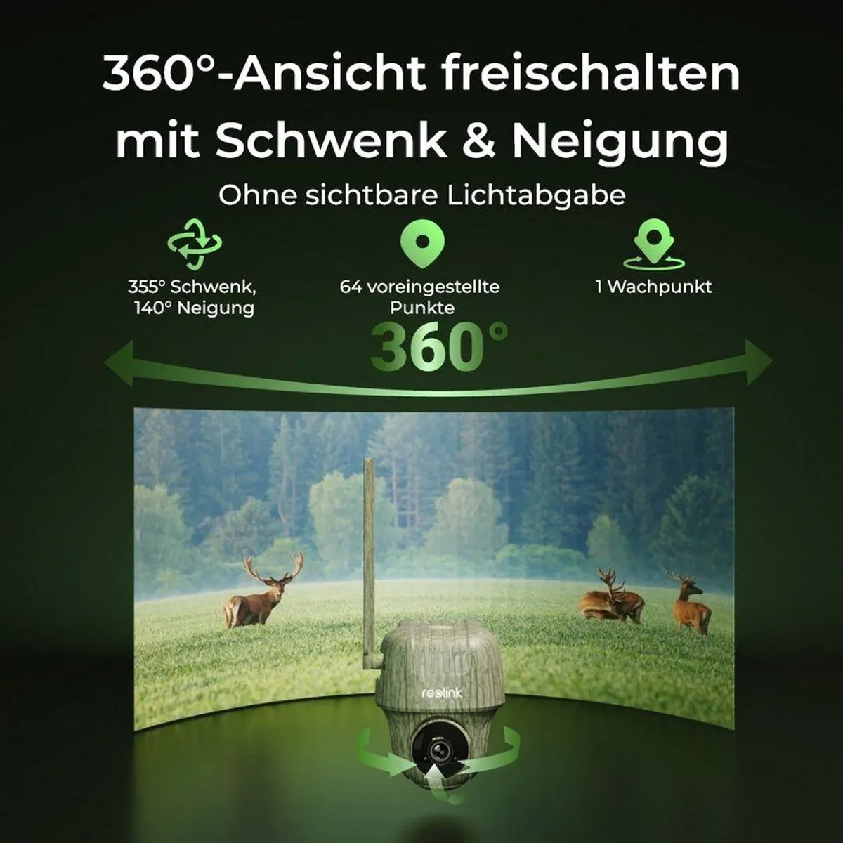 Reolink Go Ranger PT Wildkamera, 4G LTE, 8MP, Nachtsicht — 360° Sicht, Tiererkennung, Solarenergie 5