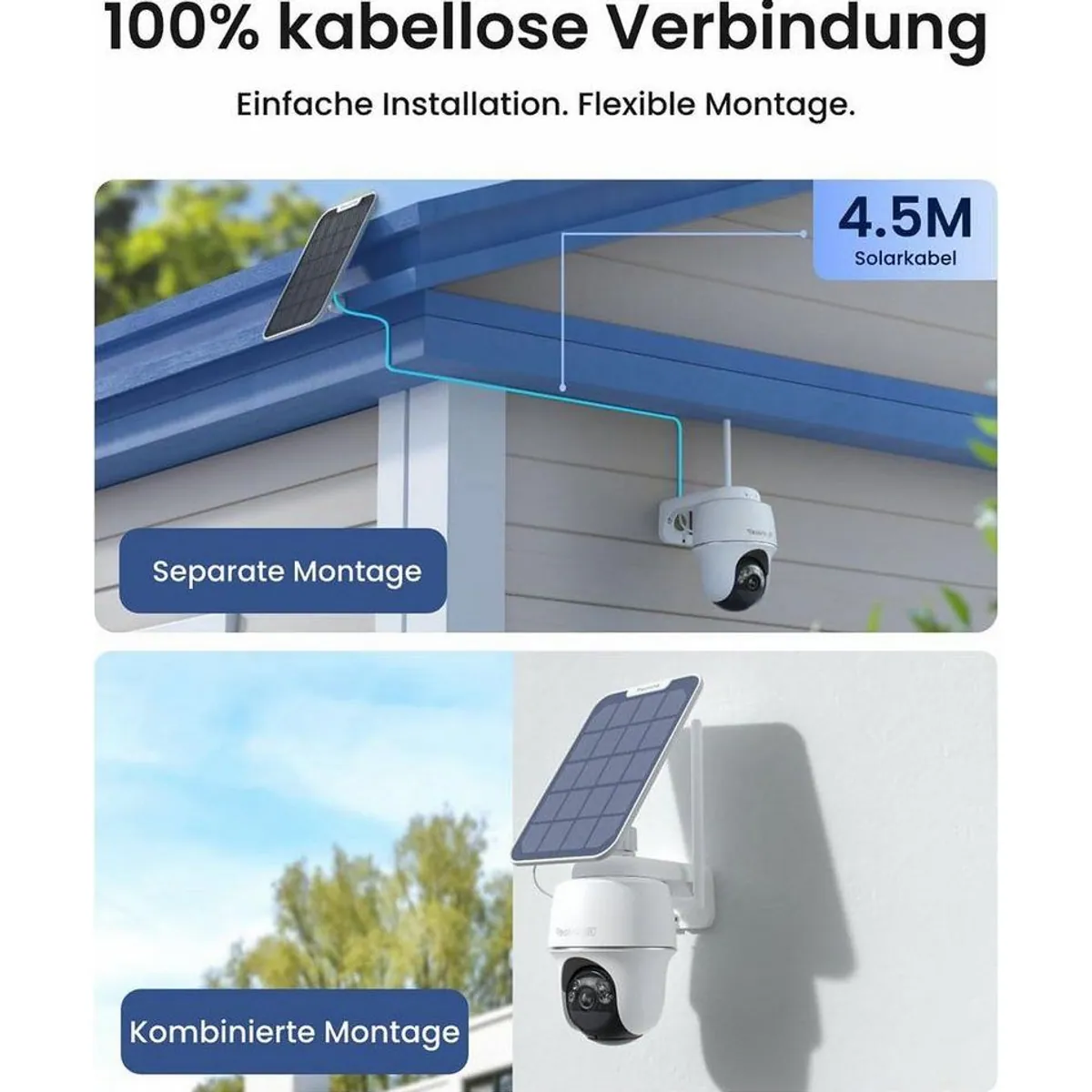 Reolink Argus PT Ultra Überwachungskamera, 4K Auflösung, kabellos, Solar betrieben 4