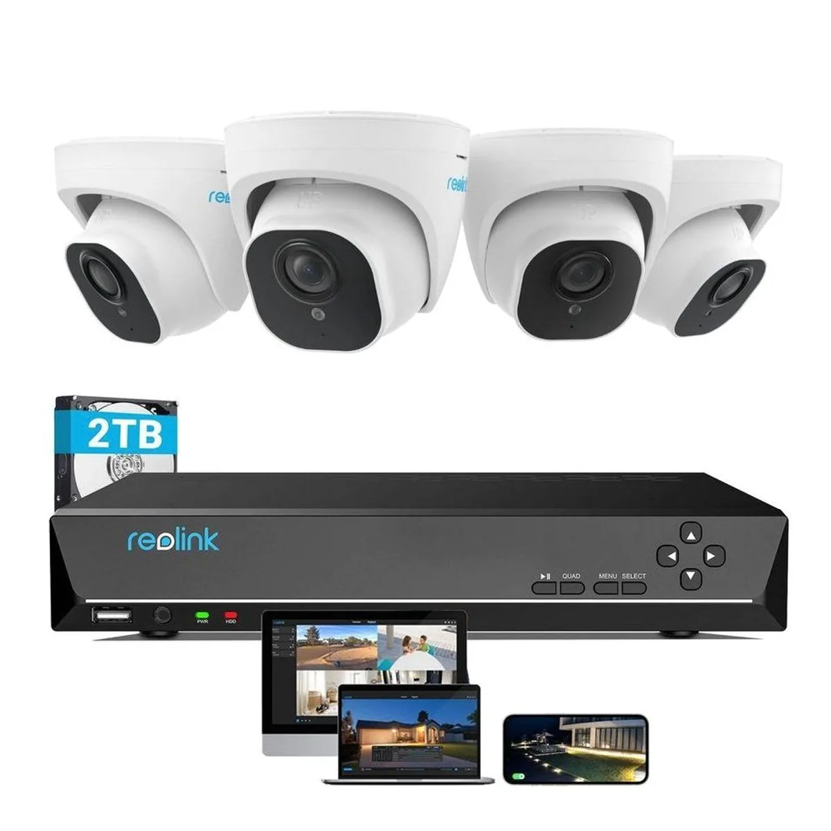 Reolink 8MP 4K PoE Set, intelligente Personen- und Fahrzeugerkennung, 2TB NVR