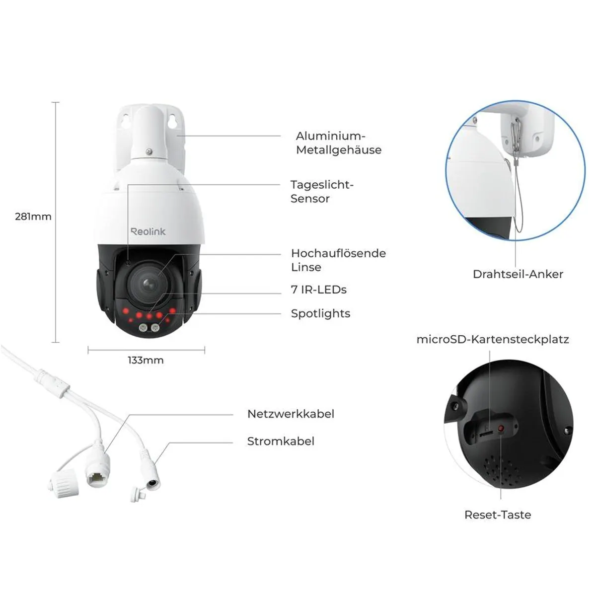 Reolink 4K PoE-Überwachungskamera, 16X optischer Zoom, Zwei-Wege-Audio 4