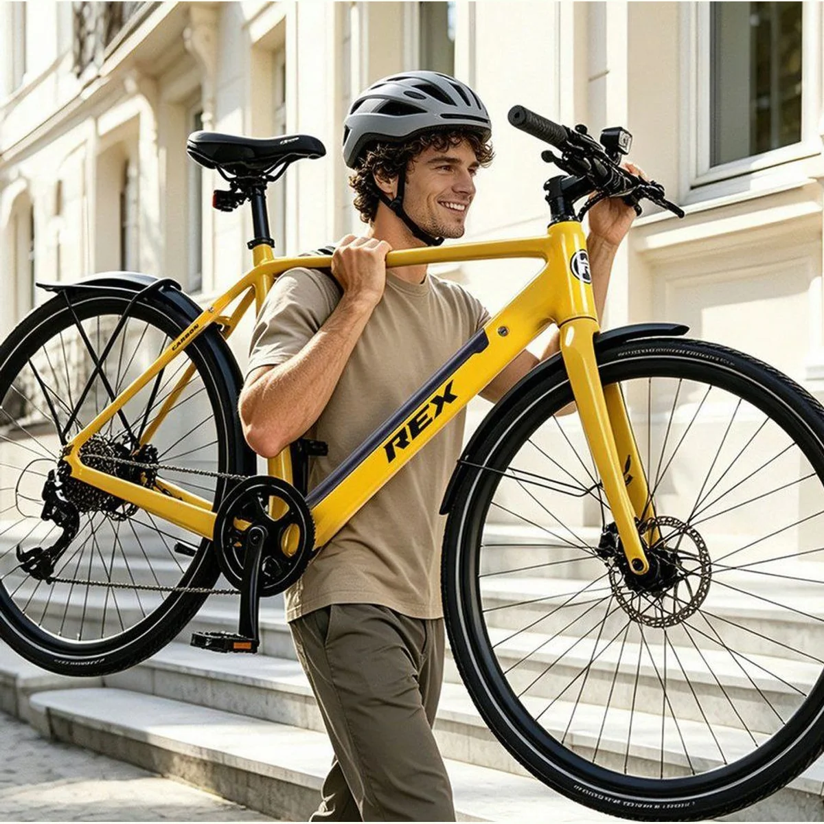 REX E-Trekkingrad, leichter Carbon-Rahmen, 10-Gang Shimano, 360 Wh