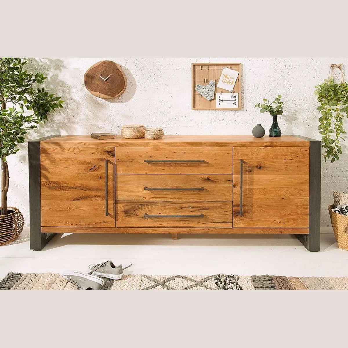 riess-ambiente Sideboard THOR 200cm, Massivholz, Wildeiche, Industrial Flair 2